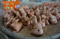 The clay whistles in the different animal shapes